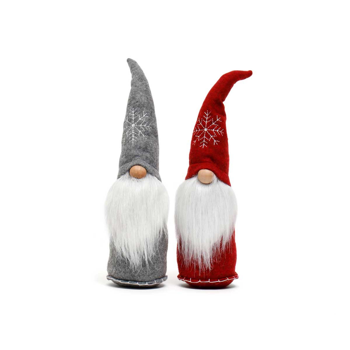Set of 2 Standing Gnome with Snowflake Hat 15"