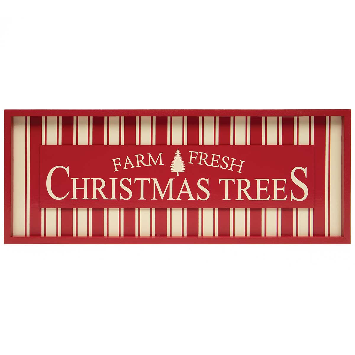 Farm Fresh Christmas Trees Red and White Wood Sign 18x7"