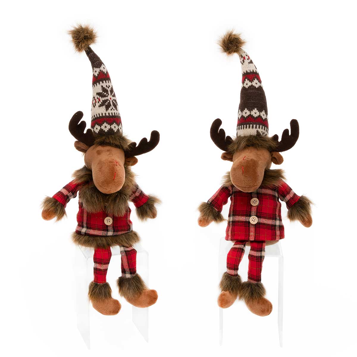 Set of 2 Plush Moose Gnome Shelf Sitter 19"