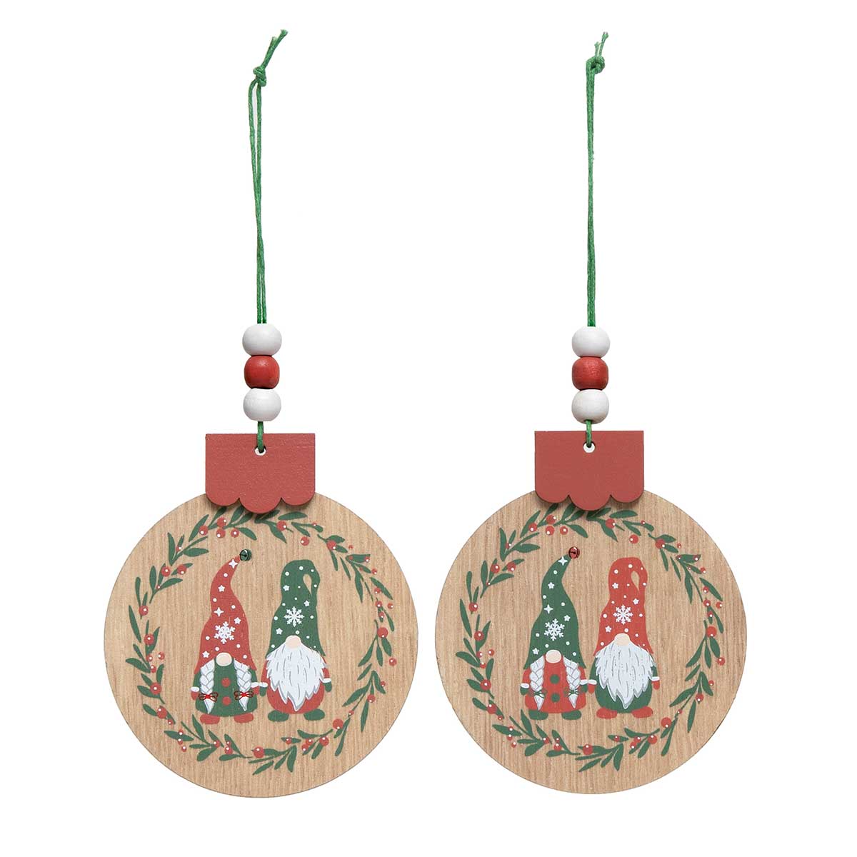 Set of 2 Gnome Couple Wood Ornaments 4"