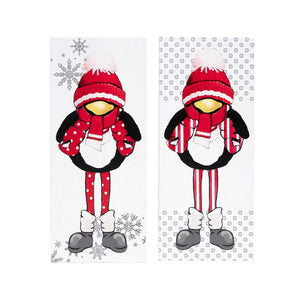 Set of 2 Penguin Wood Block 5x12"