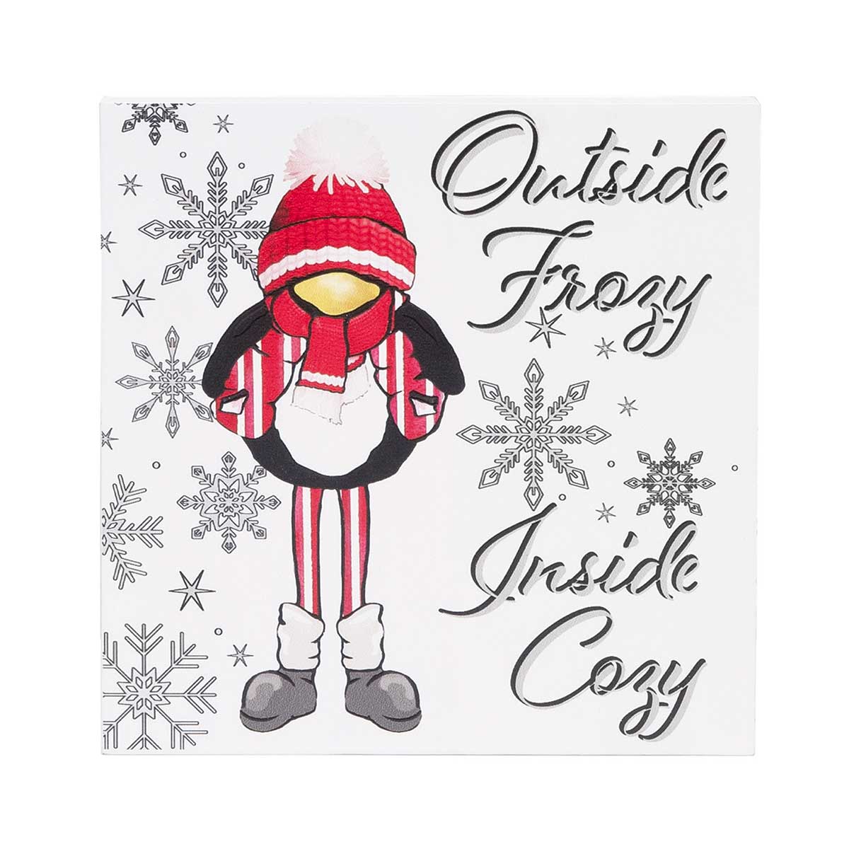 Frozy/Cozy Penguin Wood Block 7"