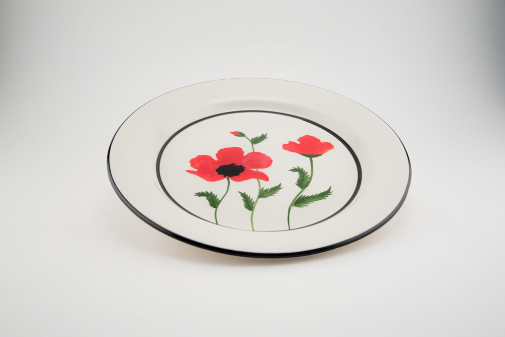 Ceramic Poppy Dinner Plate Set of 4