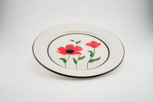 Ceramic Poppy Dinner Plate Set of 4