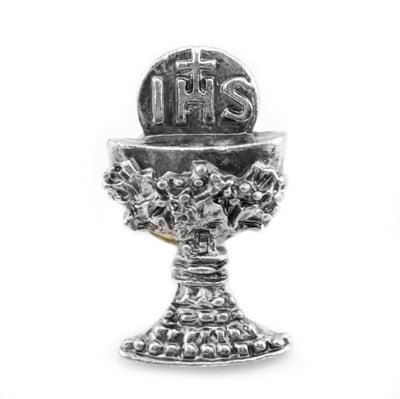 Oxidized Silver Communion Chalice Lapel Pin Pack/10