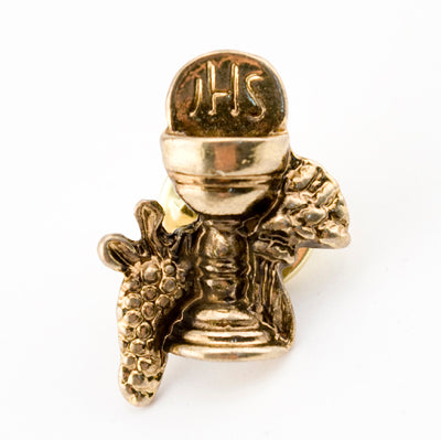 Gold Communion Chalice with Grapes Lapel Pin Pack/10