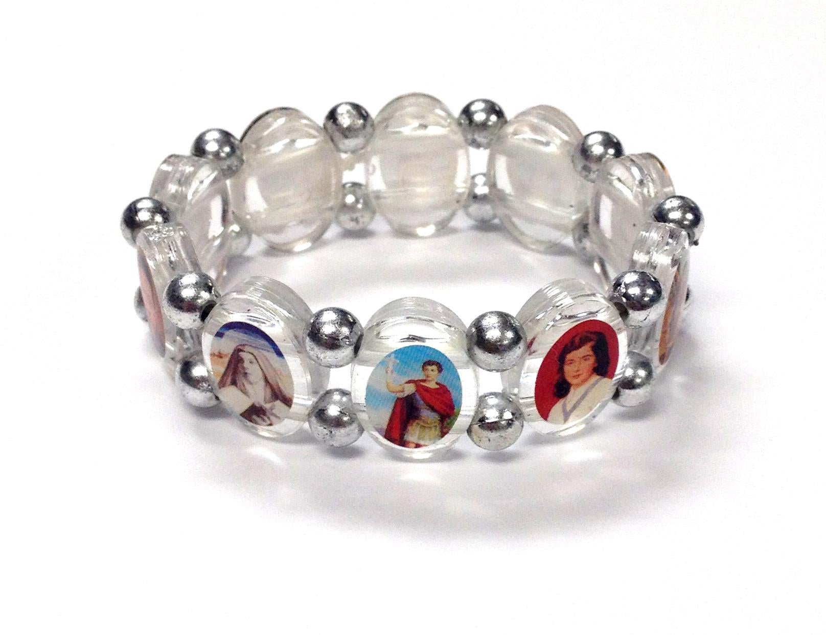 Clear Acrylic Stretch Bracelet with Saint Images