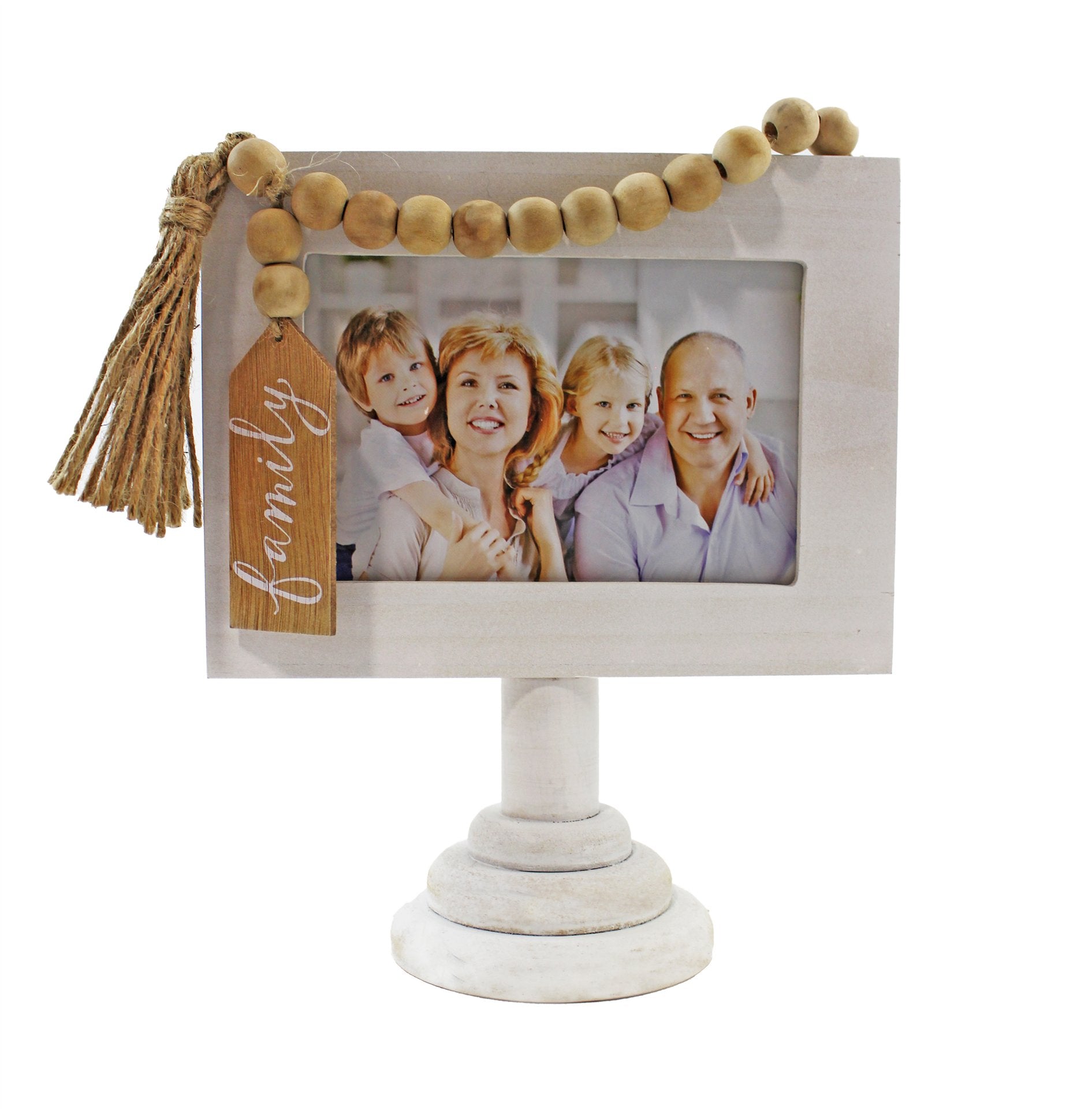 Family Wood Photo Frame on Stand 6x4in