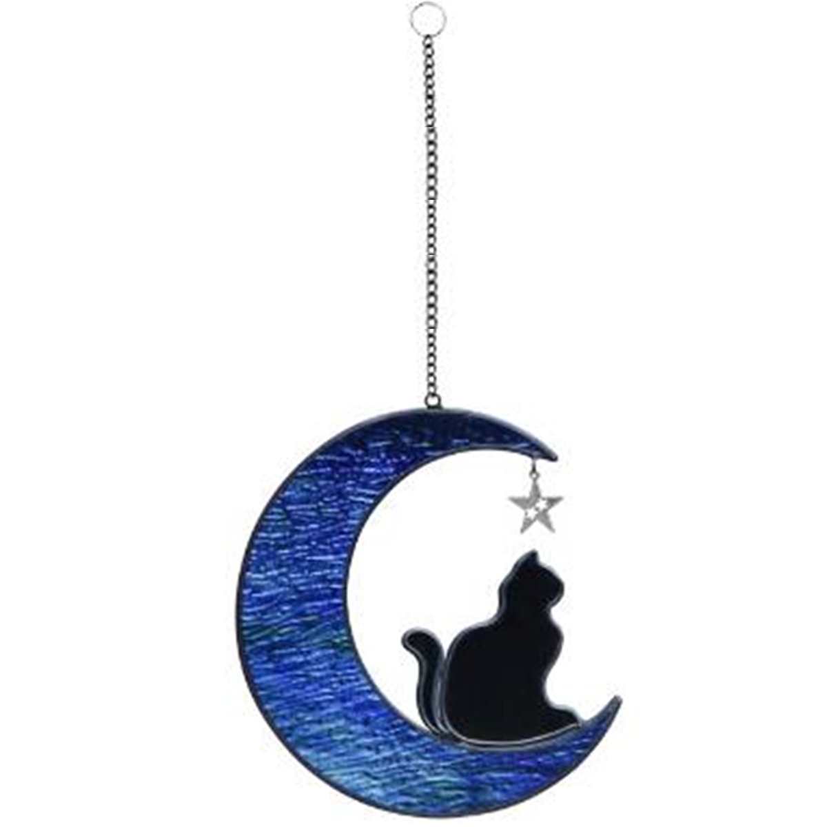 Stain Glass Cat On Moon Sun Catcher