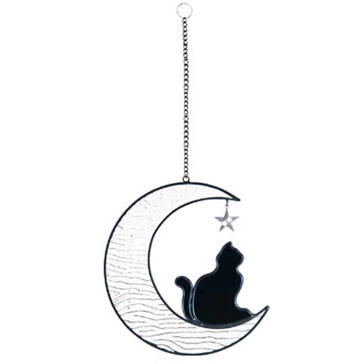 Stain Glass Cat On Moon Sun Catcher