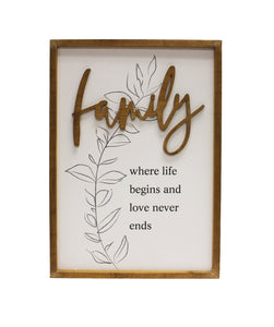 Family Never Ends Wood Wall Sign