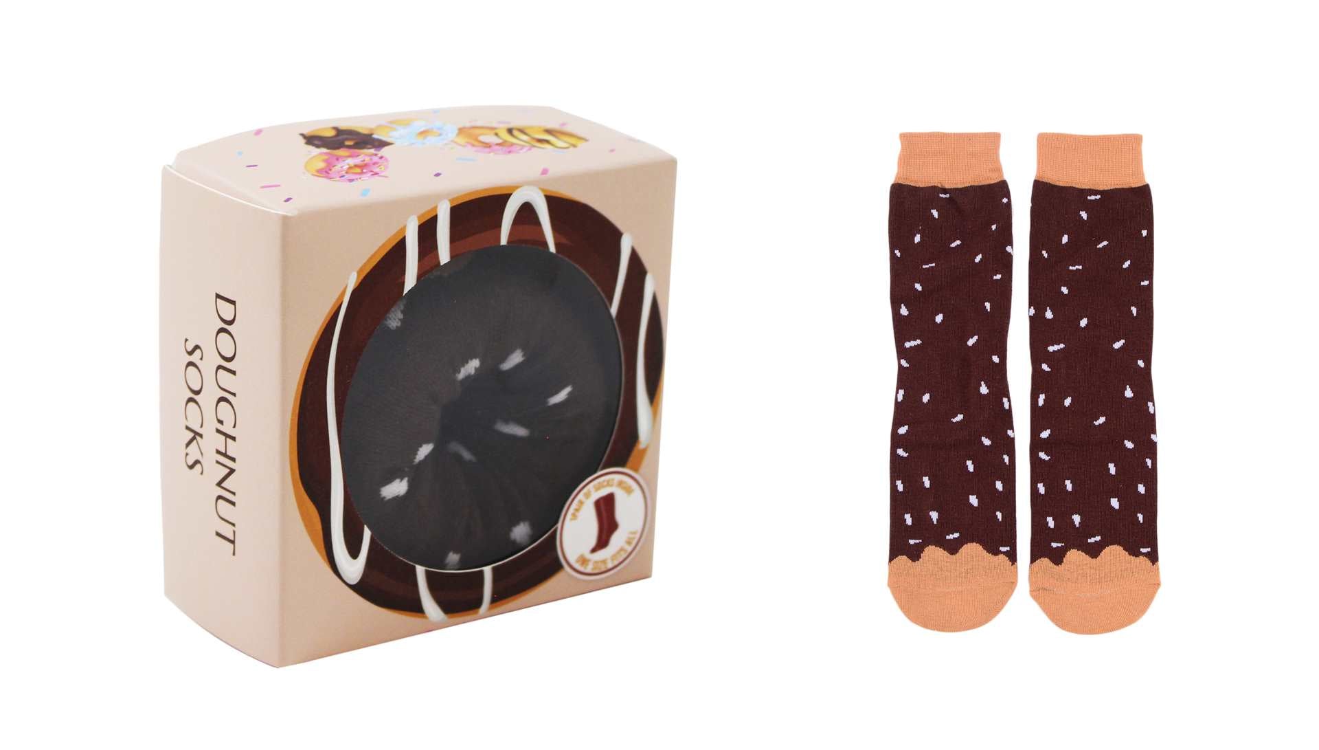 Brown Donut Socks With Gift Box