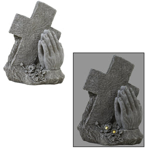 Cross/Praying Hands Solar Garden Statue