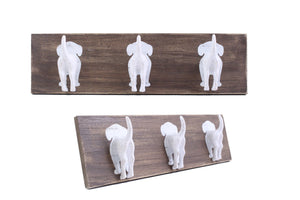 3 Dog Tail Hooks Wood Plaque