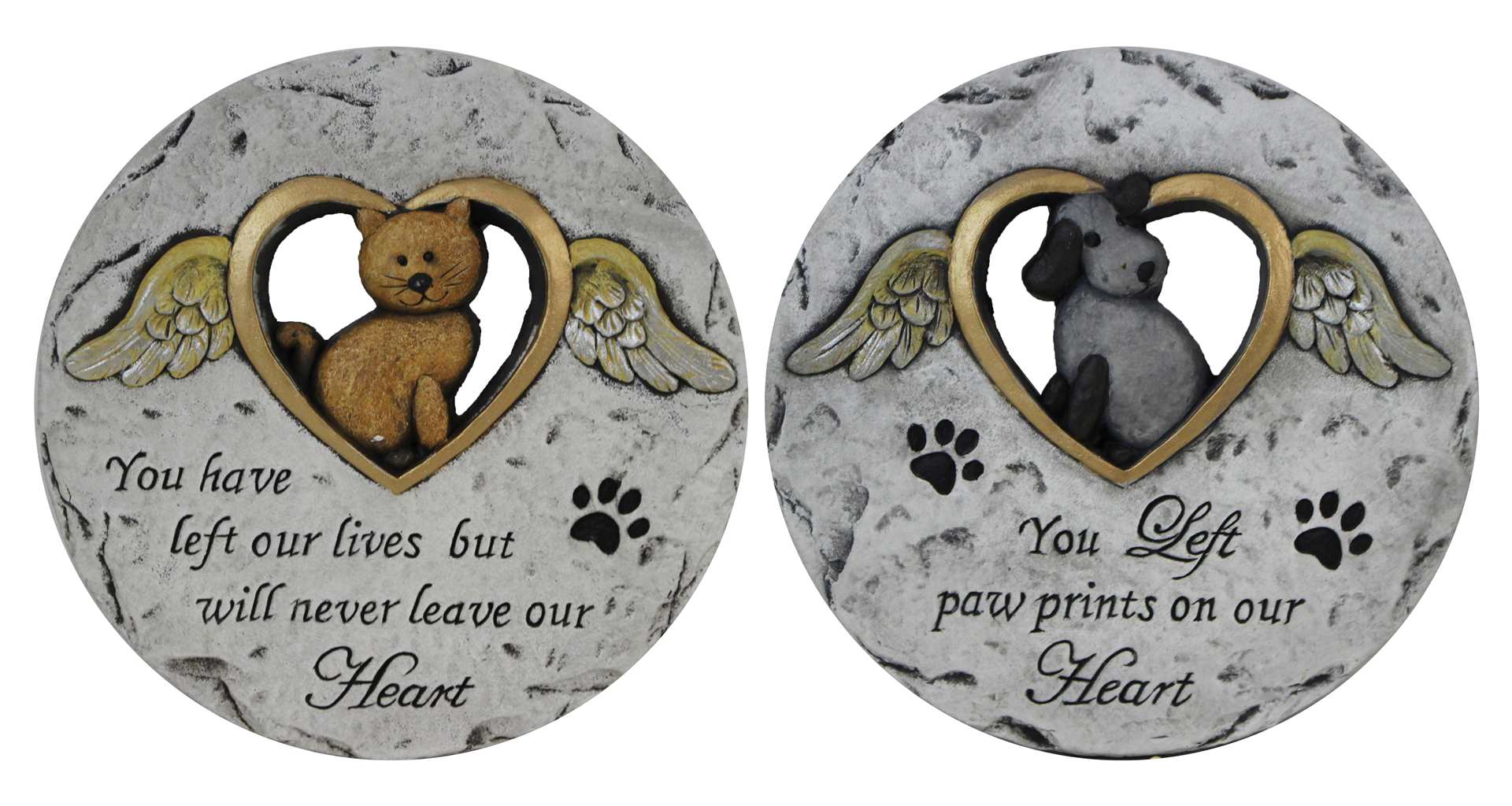 Cat Or Dog Memorial Stone With Gold Heart