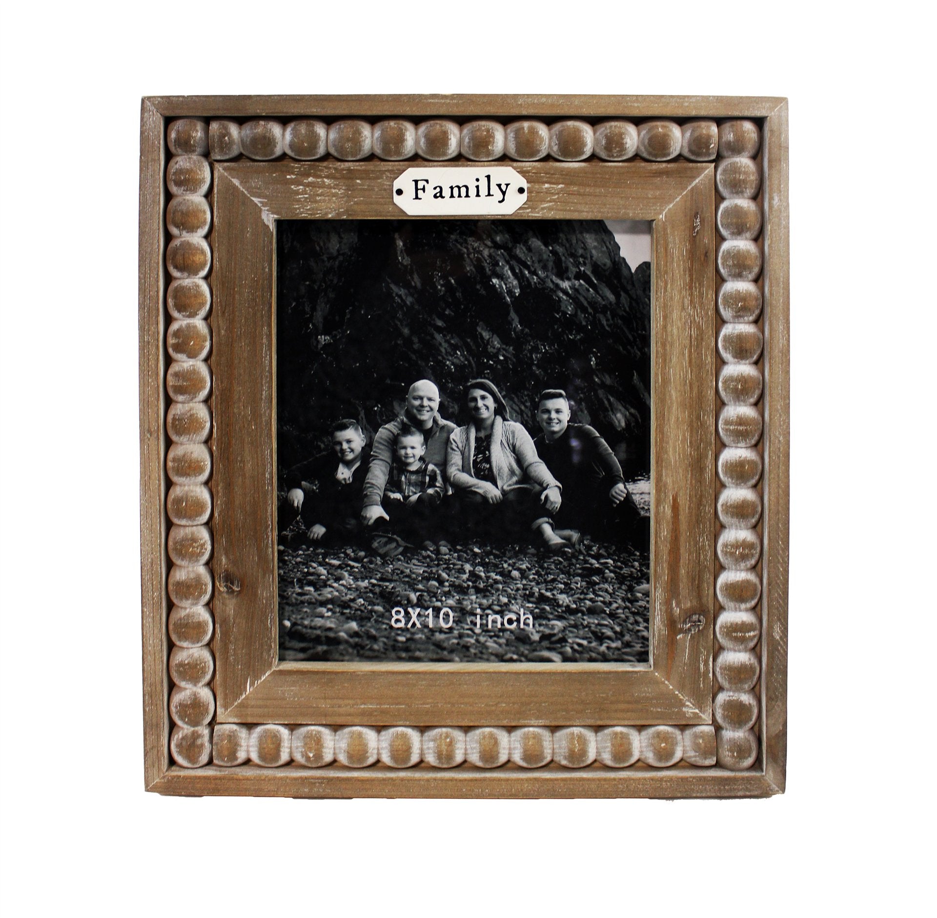 Family Wood Photo Frame with Beaded Trim 8x10in