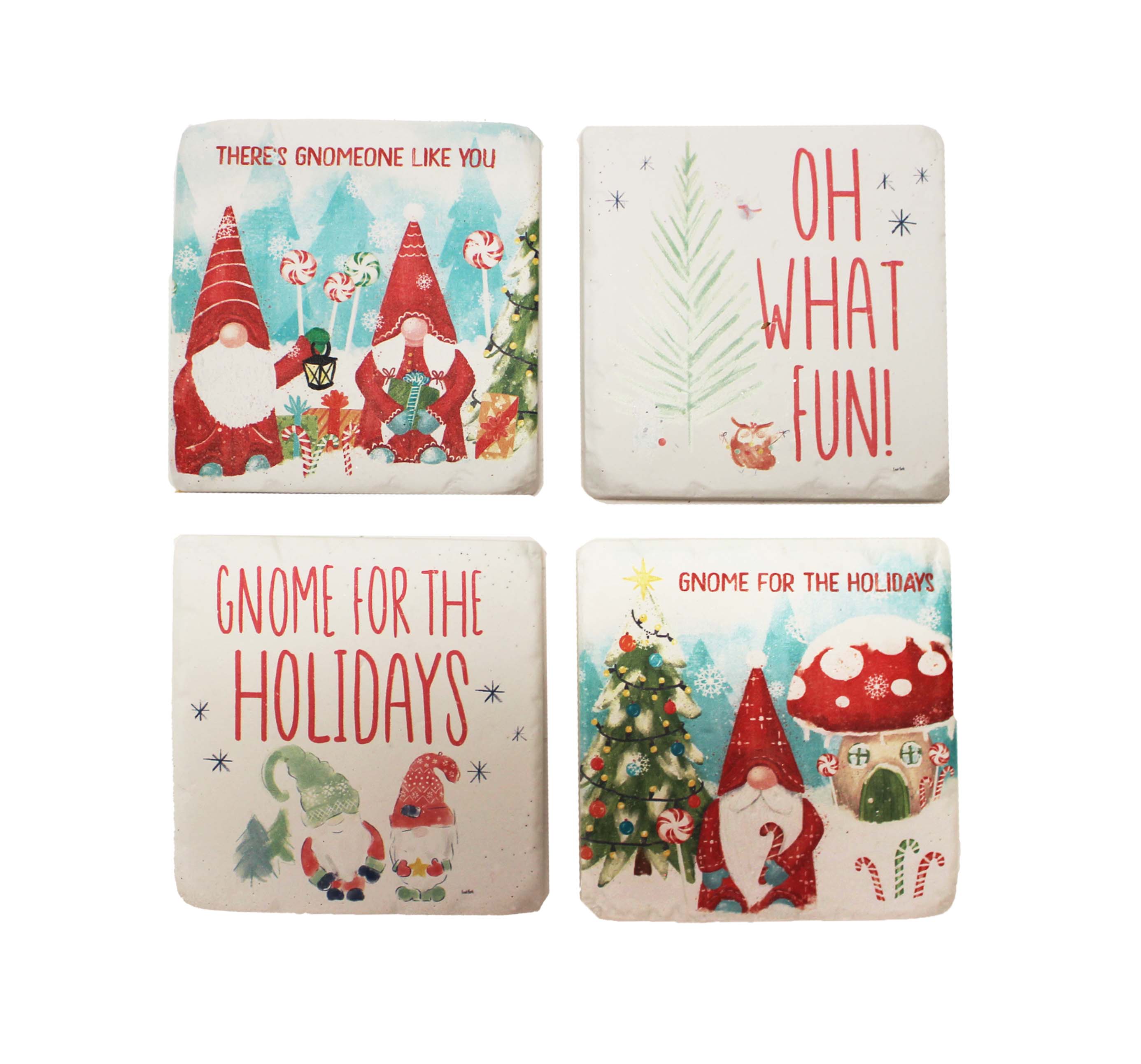 Set of 4 Gnome Christmas Coasters