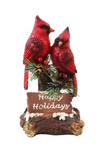 Cardinal with Happy Holidays Sign