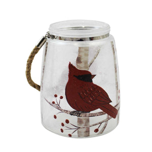 Frosted Cardinal Candle Holder