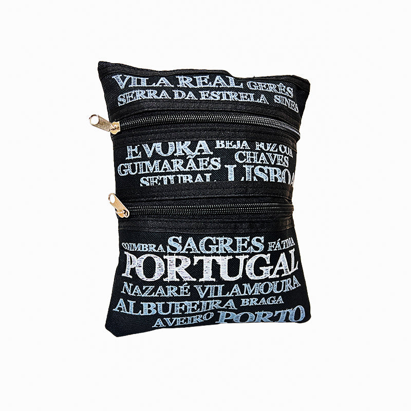 Portugal Cross Body Bag (Black with Cities)