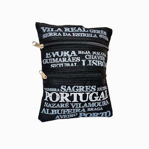 Portugal Cross Body Bag (Black with Cities)