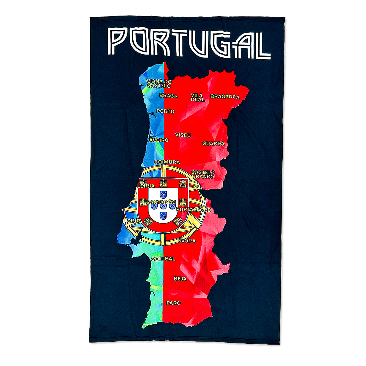 Black Map Of Portugal Beach Towel