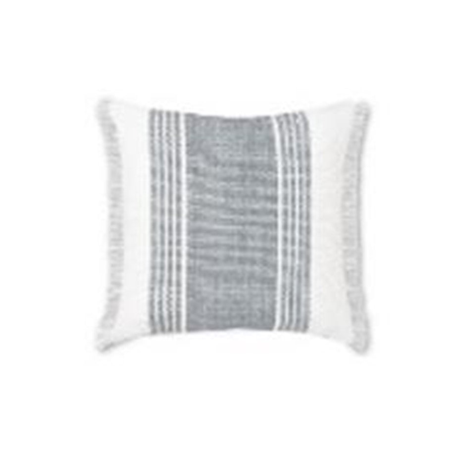 Grey Stripe Cushion with Fringe