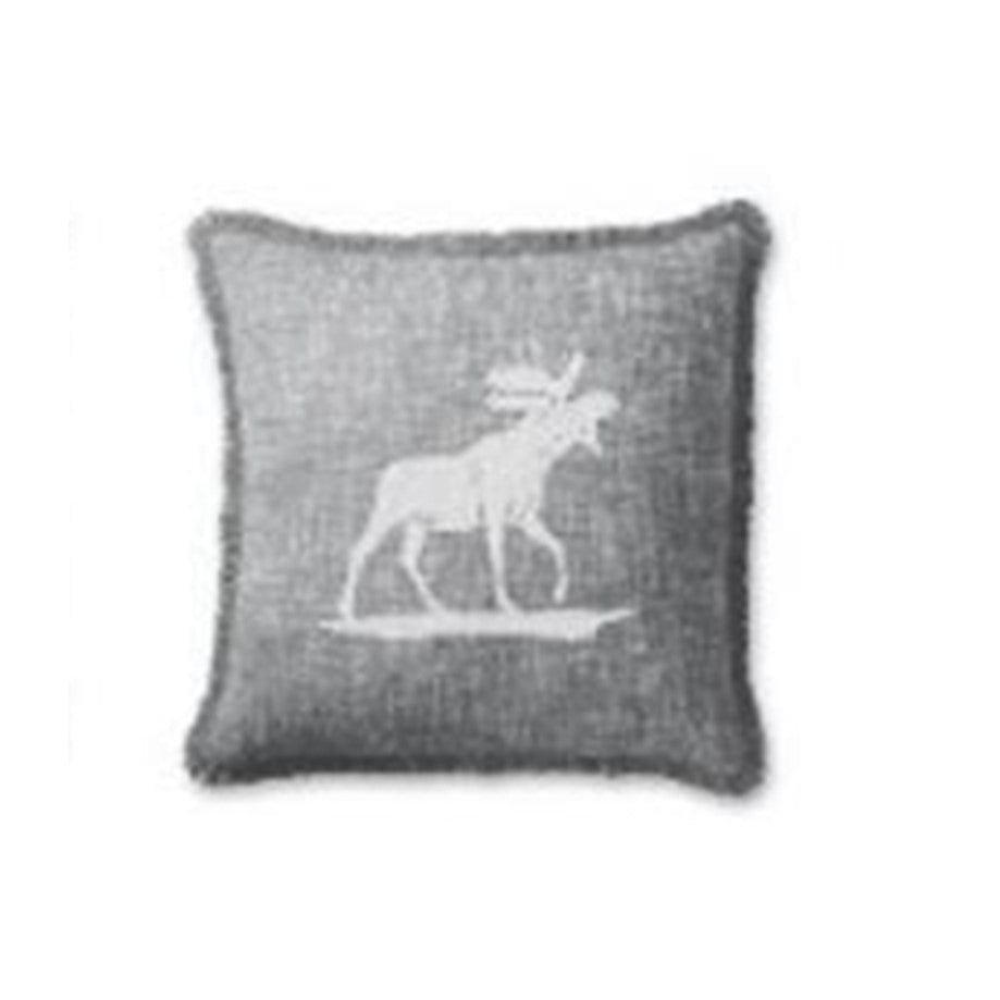 Grey Moose Cushion with Fringe