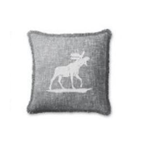 Grey Moose Cushion with Fringe