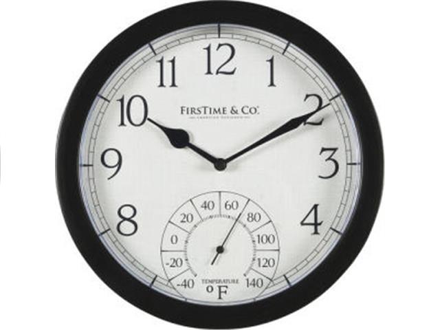 Firstime Capri Outdoor Wall Clock With Thermometer 10"