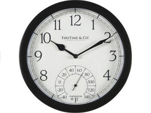 Firstime Capri Outdoor Wall Clock With Thermometer 10"