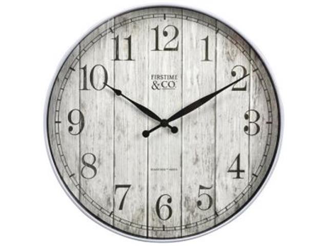 Firstime Grey Planks Wall Clock 20"