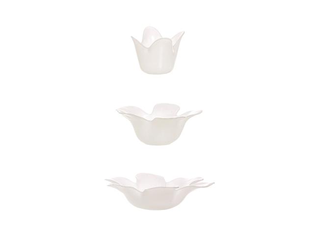 White Glass Candle Holders Set of 3