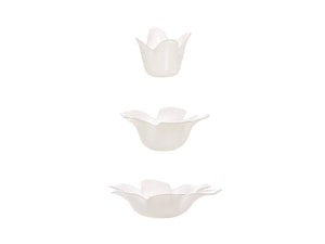 White Glass Candle Holders Set of 3