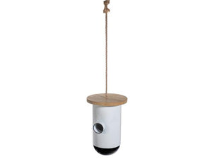 Metal Birdhouse with Round Wood Roof