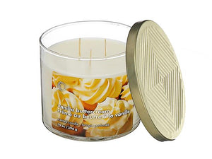 14oz. 3 Wick Candle in Jar with Gold Lid - Vanilla Buttercream