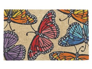 Coir Door Mat - Rainbow Butterflies