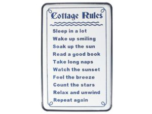 Cottage Rules Metal Wall Sign 14x23"