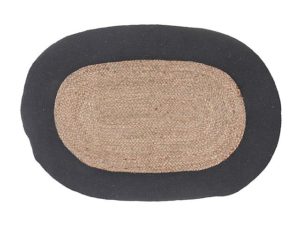 Oval Braided Jute Mat With Black Border 24x36"