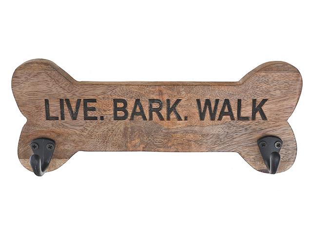 Live Bark Walk Wood Bone Shaped Hanger With 2 Hooks