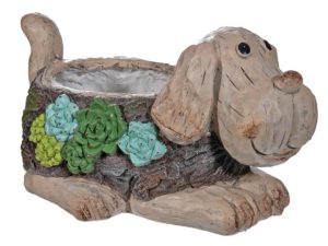 Wood Look Dog Planter 14in
