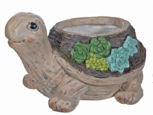 Wood Look Turtle Planter 14in