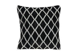 Black Ribbed Diamond Cushion 18x18"