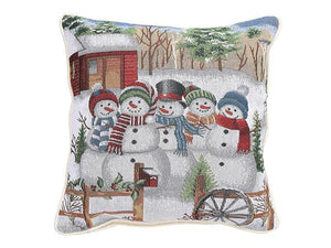 Tapestry Cushion 18x18in - Five Snowmen