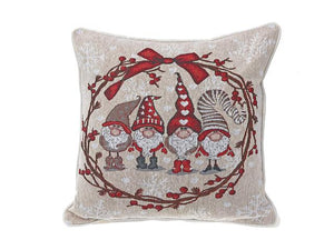 Tapestry Cushion 18x18in - Quadruple Gnomes