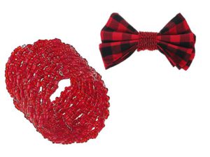 Red Beaded Napkin Ring Set of 4