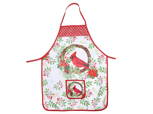 Apron with Pocket - Cardinal Wreath