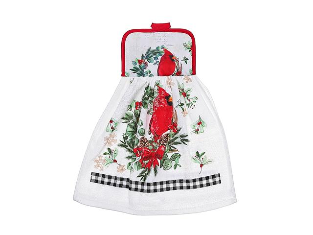 Tie Hand Towel - Cardinal Wreath