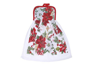 Tie Hand Towel - Poinsettia Print