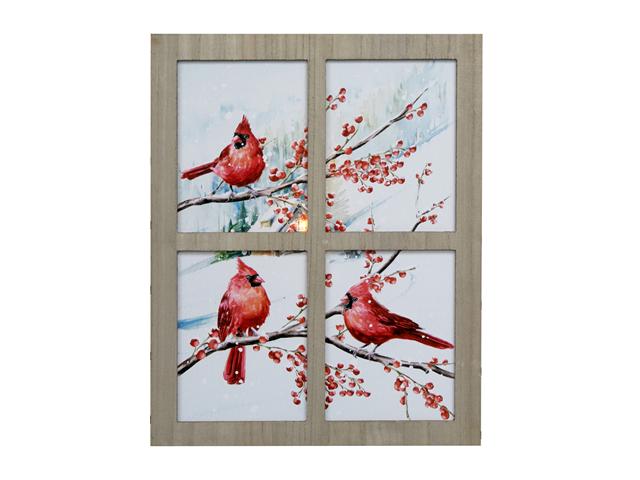 Cardinal LED Canvas Wall Art With Window Pane